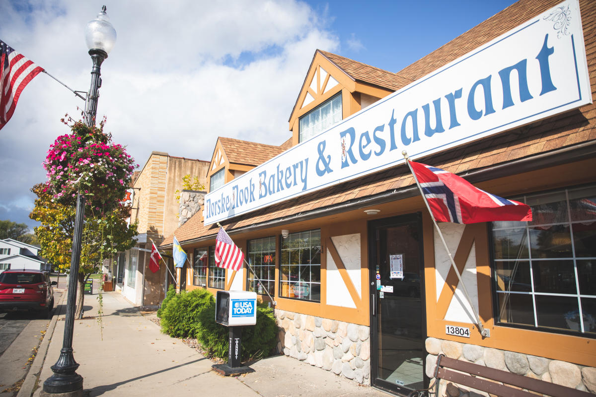 The exterior of the Norske Nook Bakery & Restaurant in Osseo, WI