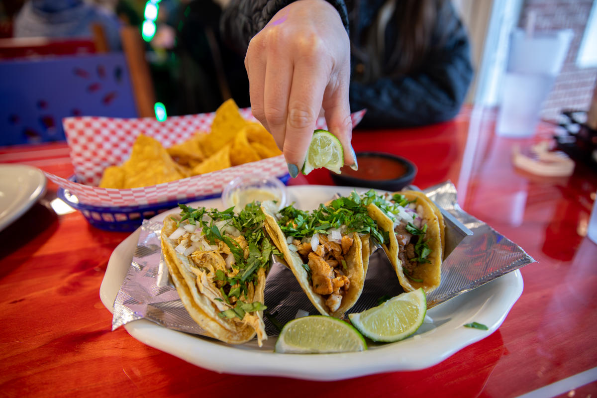 A plate of tacos at Rancho Grande
