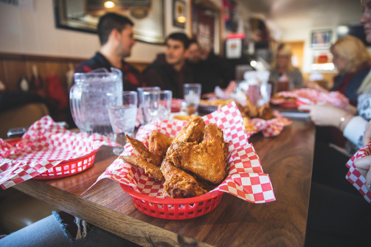 Chicken wings served at River Inn in Town of Wheaton