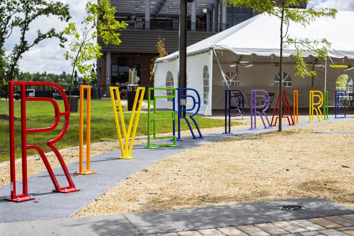 Colorful bike rack in River Prairie in Altoona, WI