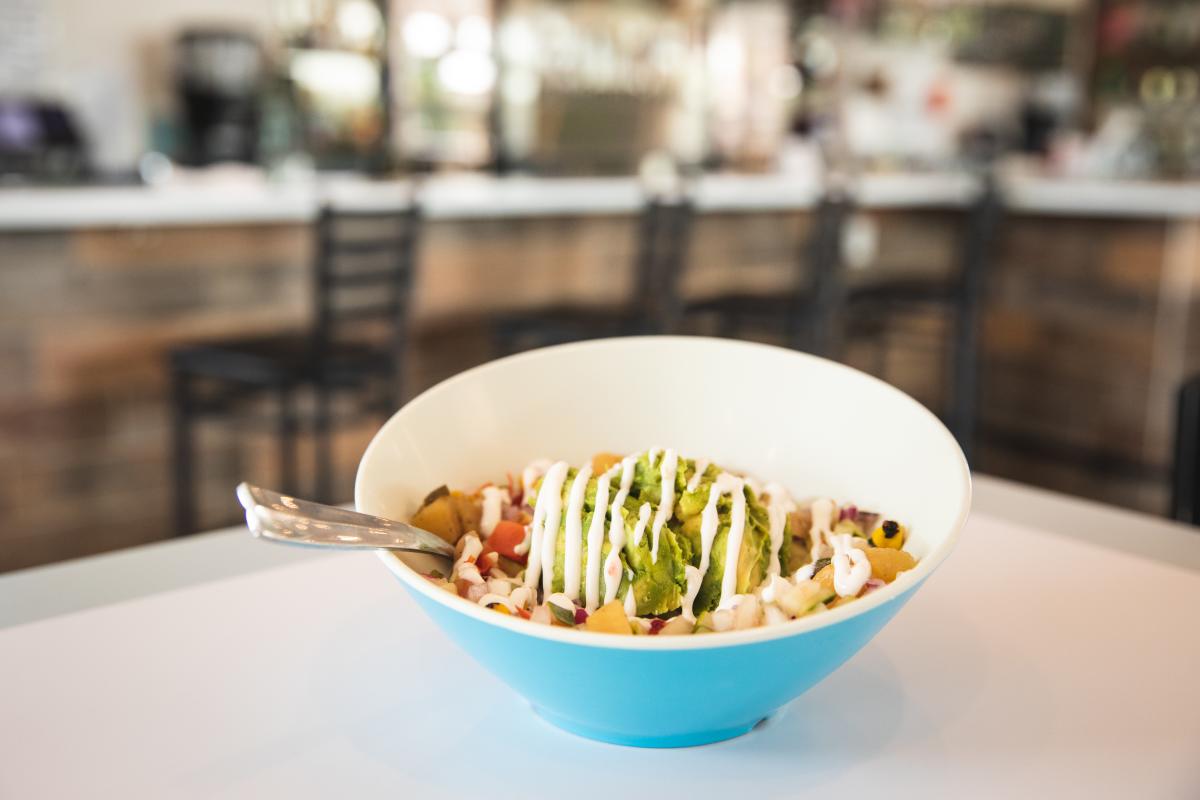 Rice bowl served at The Island Parkside in River Prairie
