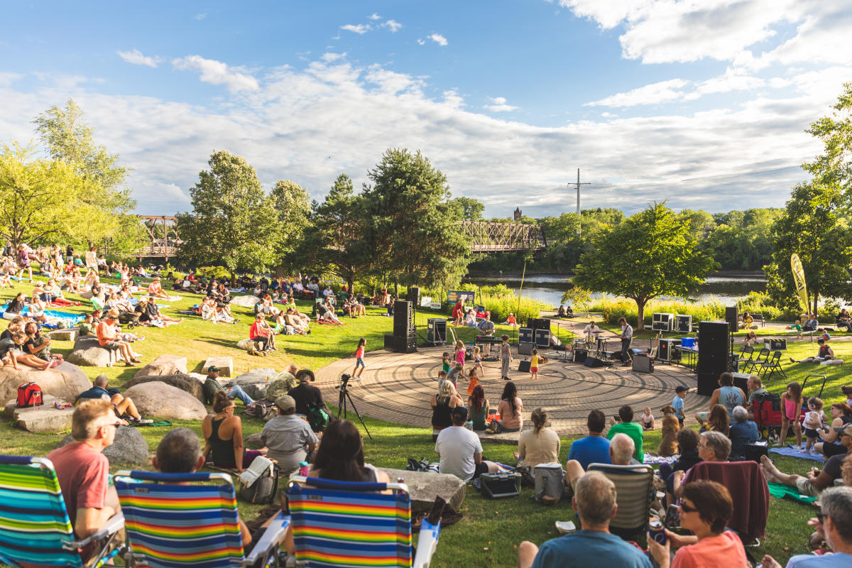 The crowd at Volume One's Sounds Like Summer outdoor concert series at Phoenix Park