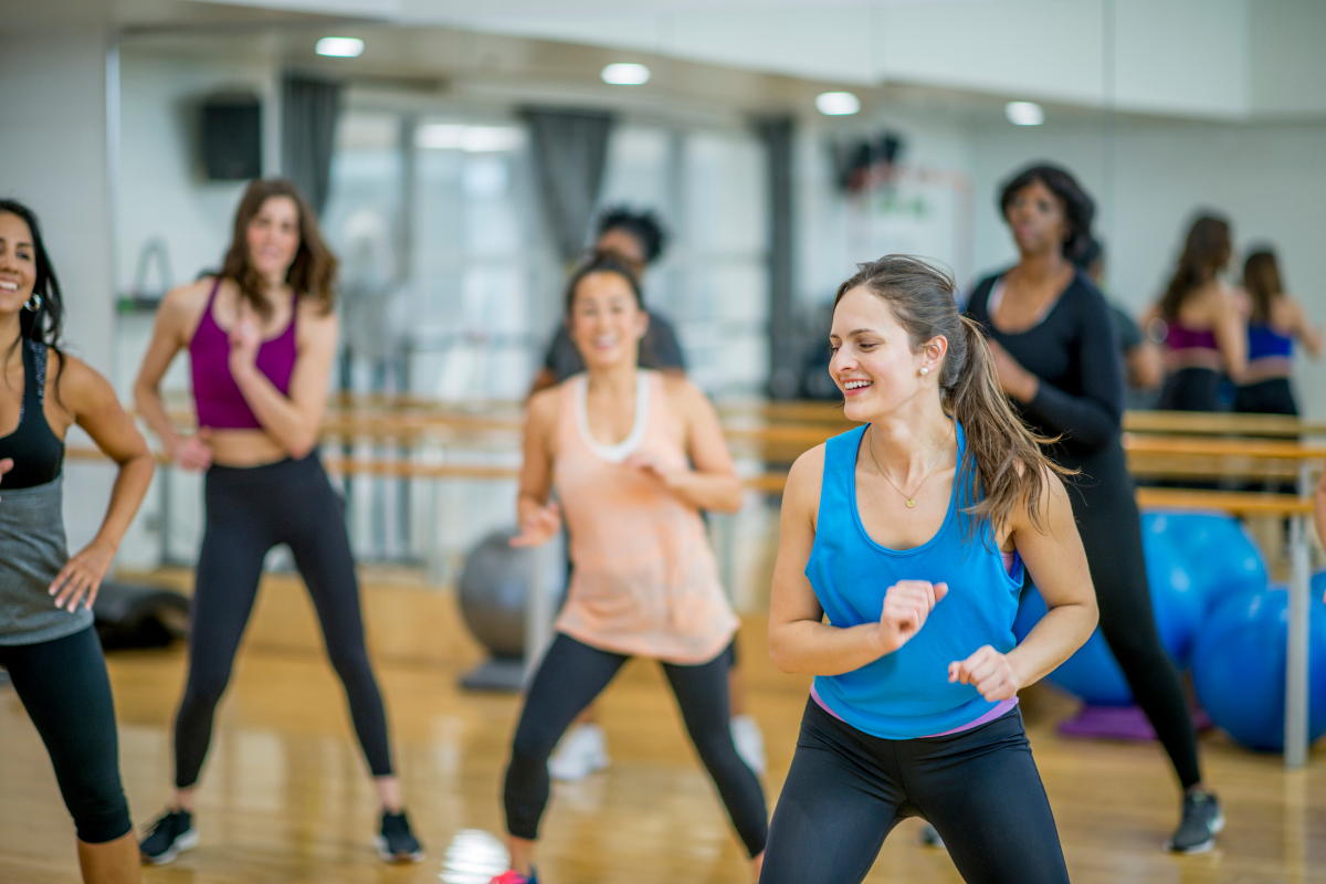 A group of ladies at a dance class