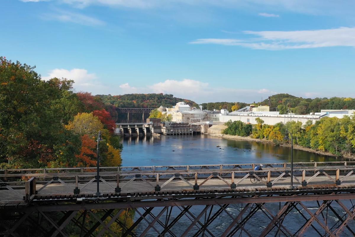 An aerial view of High Bridge in Eau Claire