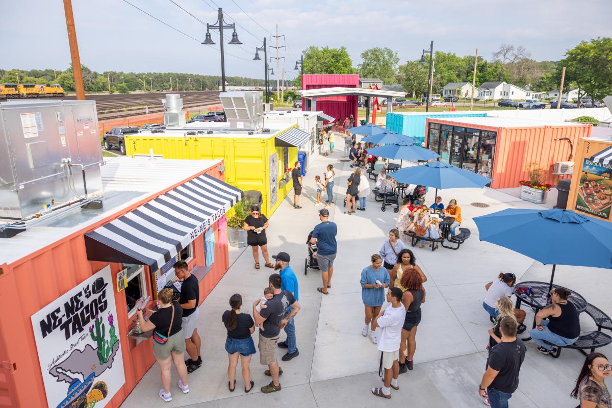 An overhead view of The Yard Container Park