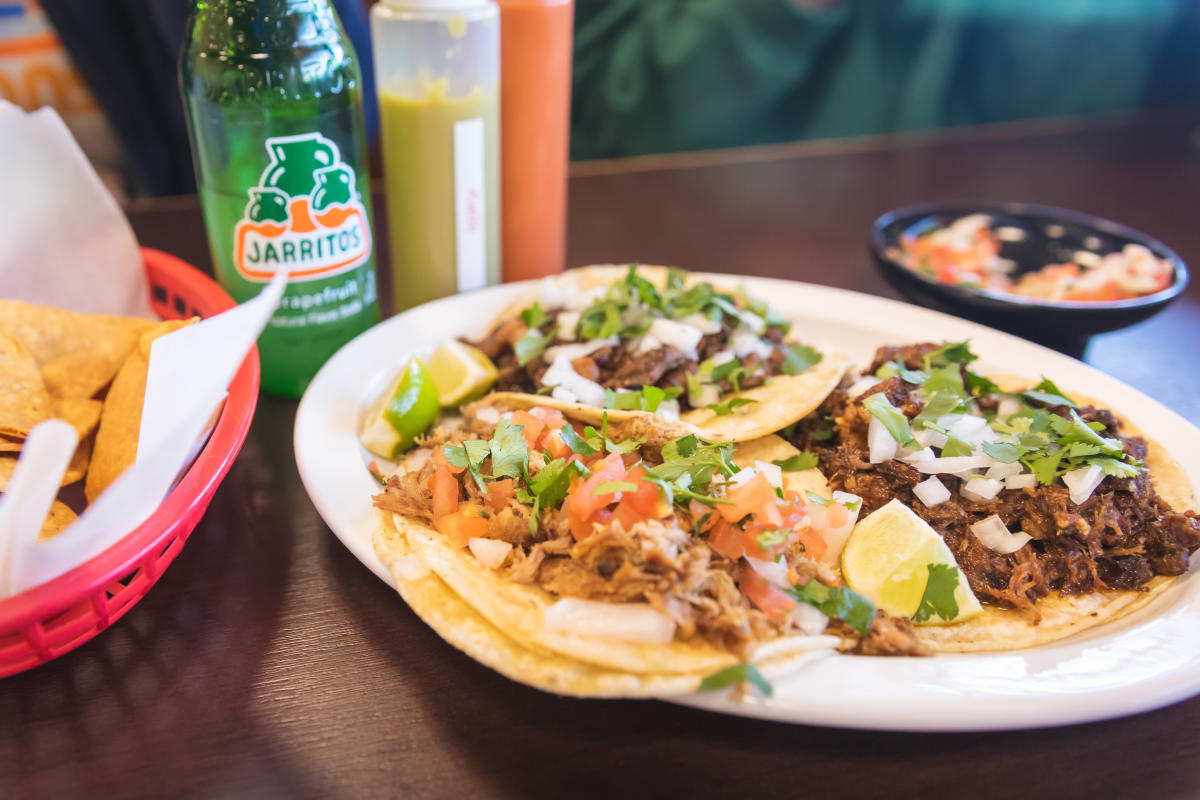 a plate of tacos at Tierra Caliente