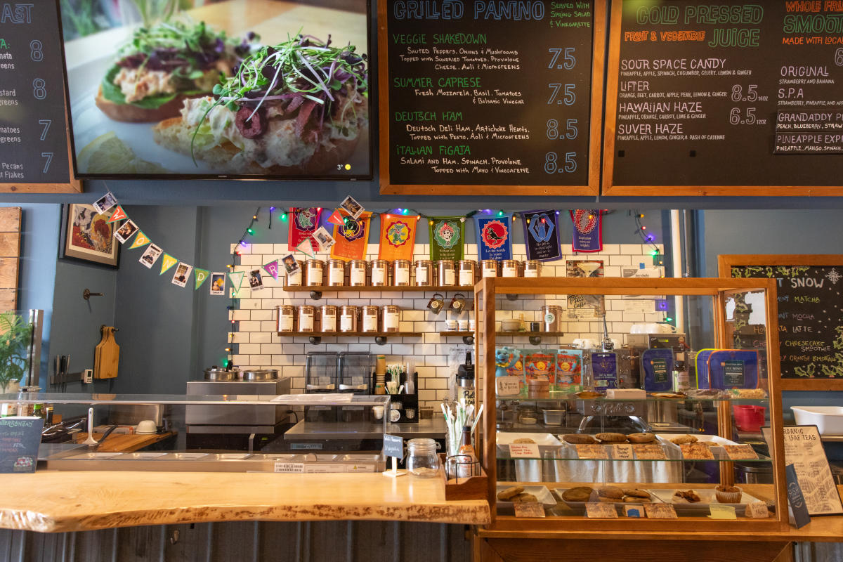 A photo behind the order counter at Wonders of Nature Cafe
