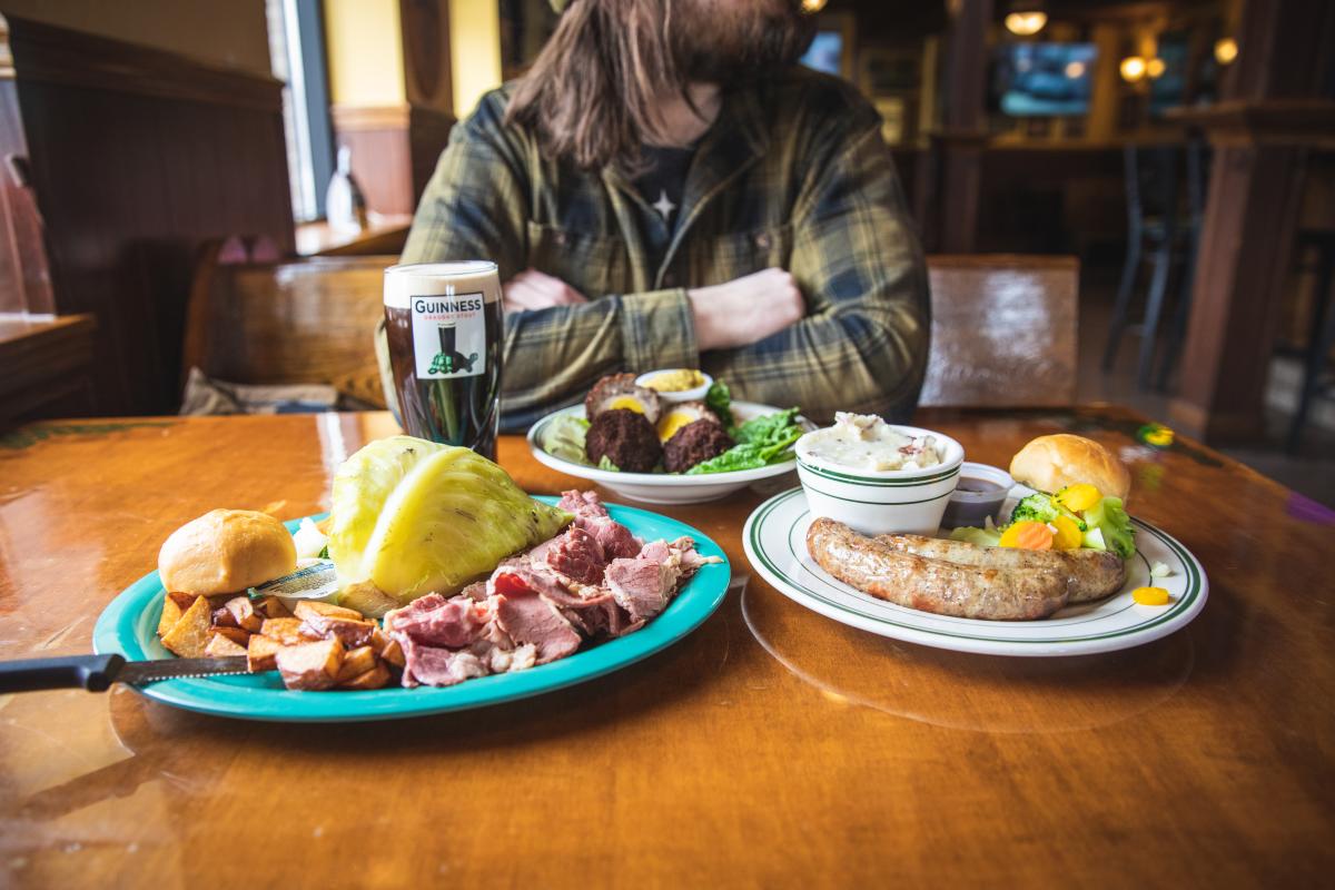 Irish food and Guinness served at Dooley's Pub