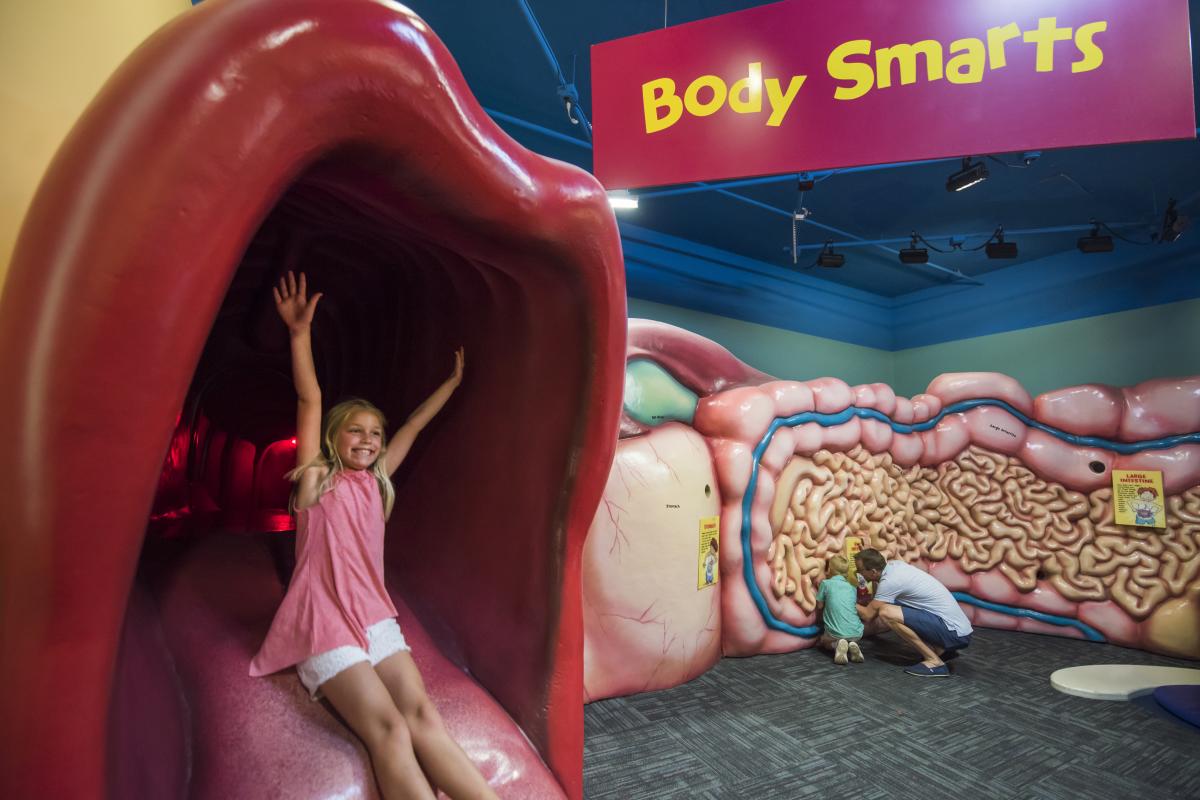 Children playing and learning about the body at the Children's Museum located in downtown Eau Claire