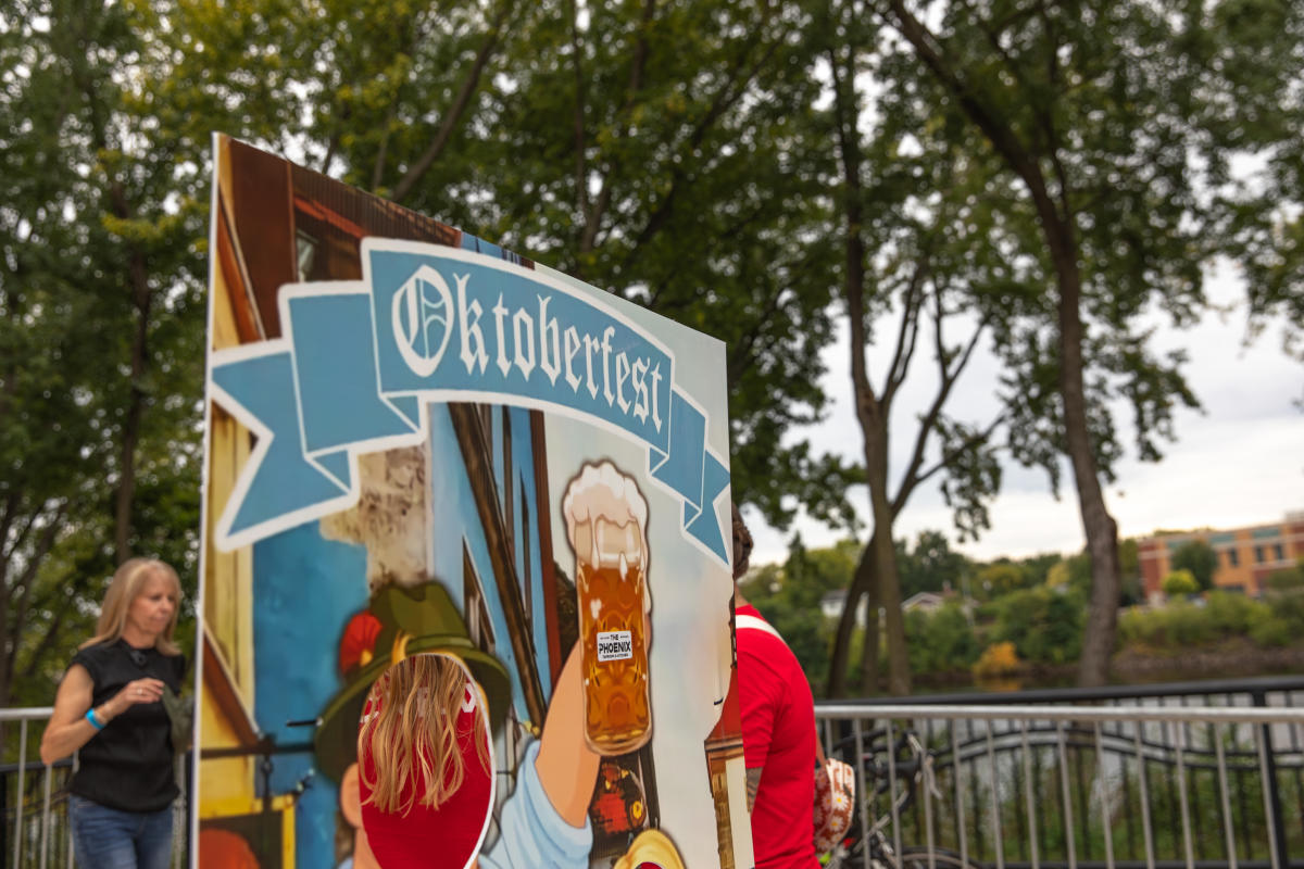 A sign that says Oktoberfest on the patio at Phoenix Taproom