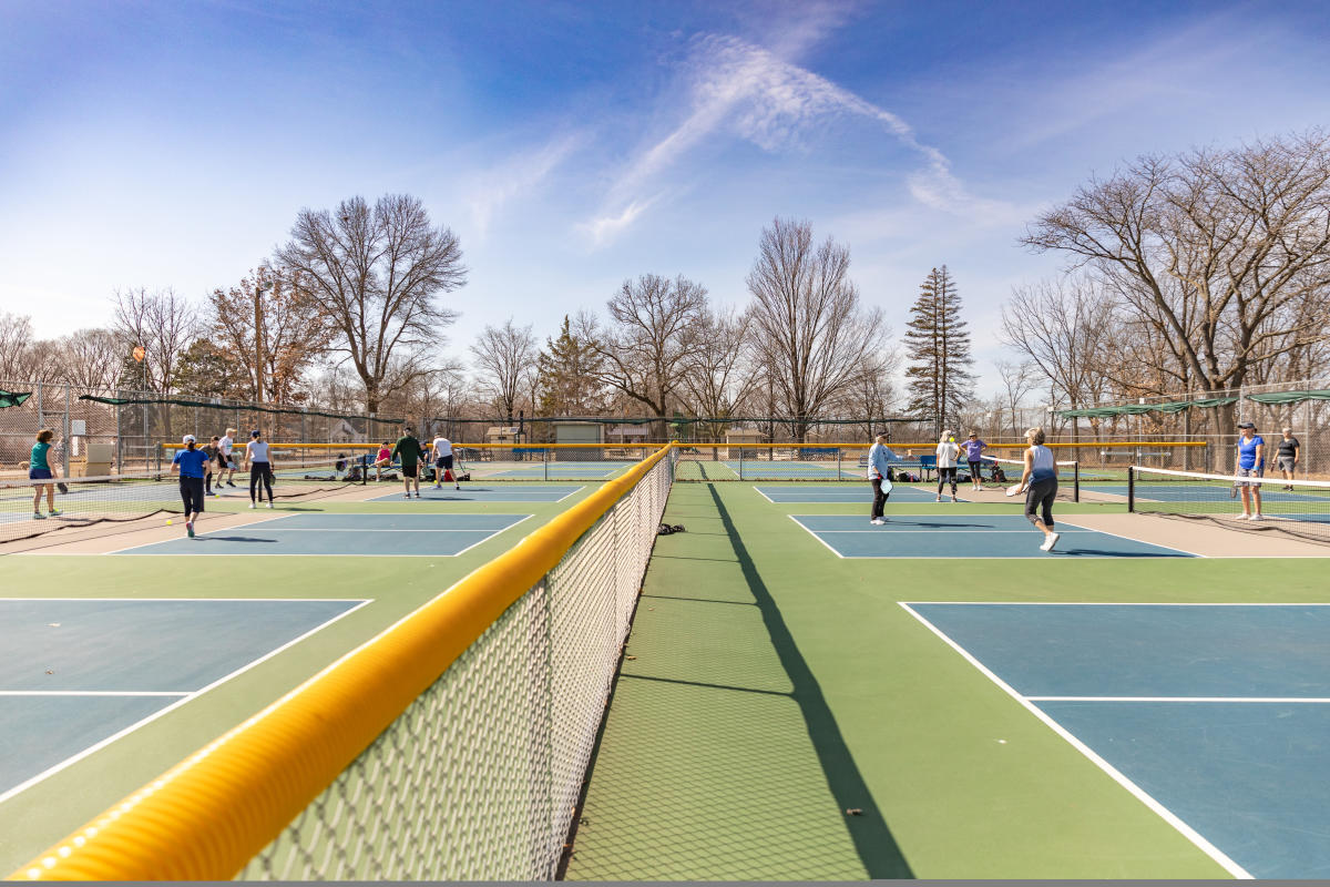 People playing pickleball on the courts at McDonough Park