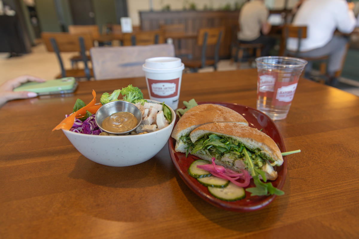 A salad and sandwich at Xavier Artisan
