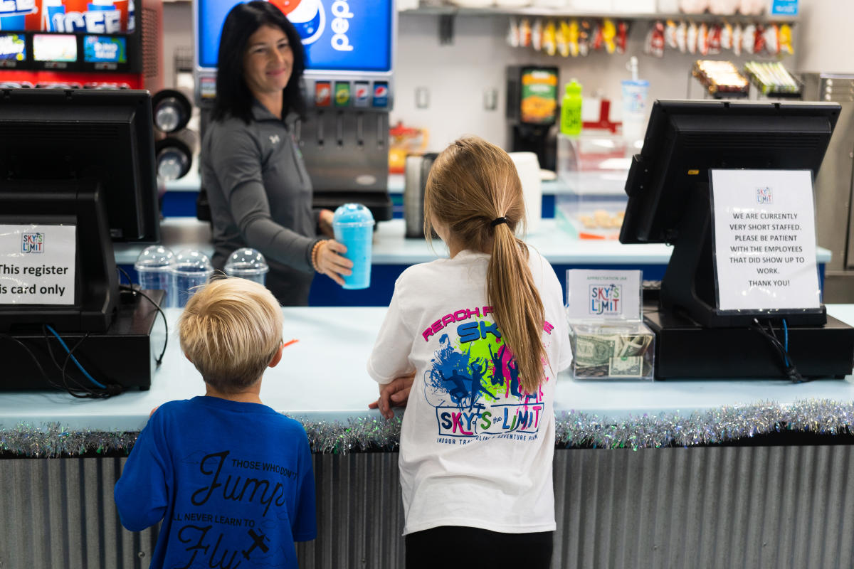 kids ordering a slushee at Sky's the Limit
