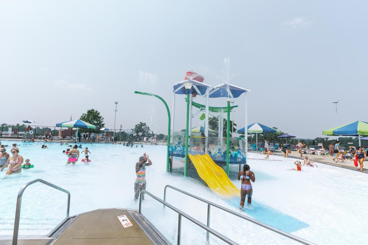 the play field and pool at the water park