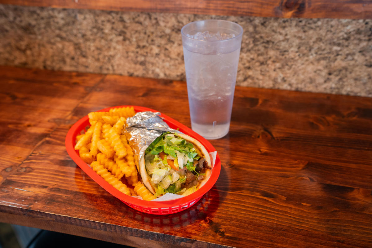 Gyro, fries and a drink at WooHoo II in Elizabethtown, KY.