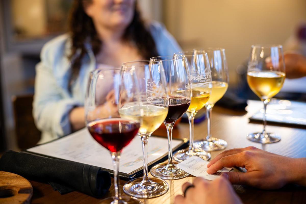 6 glasses of wine at Water's Edge Winery in Downtown Elizabethtown, KY