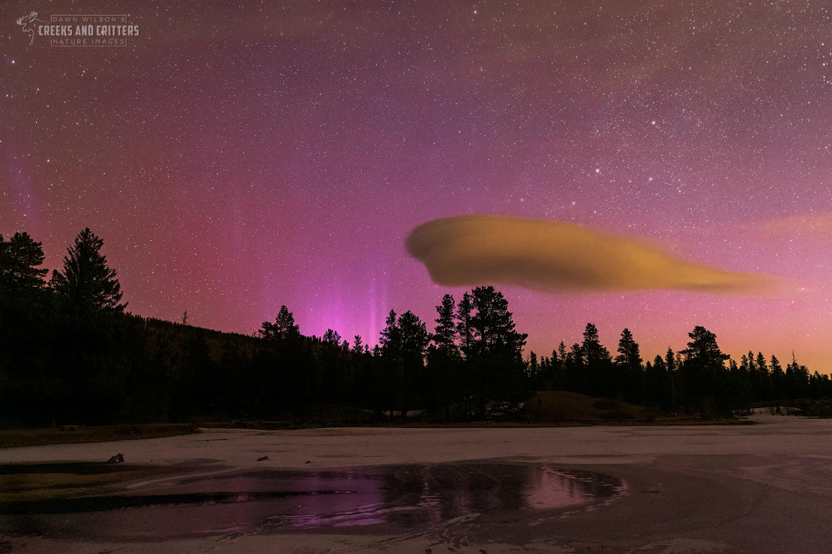 northern lights and night sky in rocky mountain national park