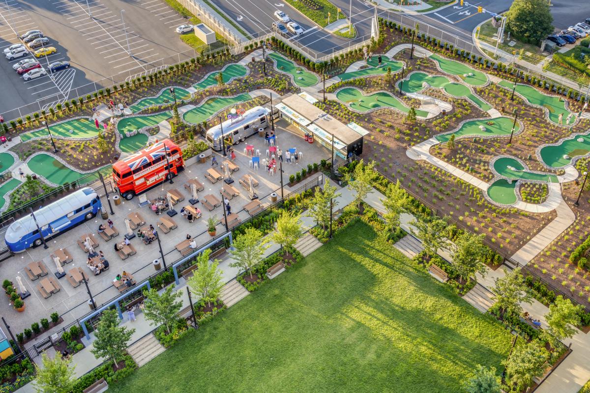 Miniature golf on the roof at Capital One Center in Tysons