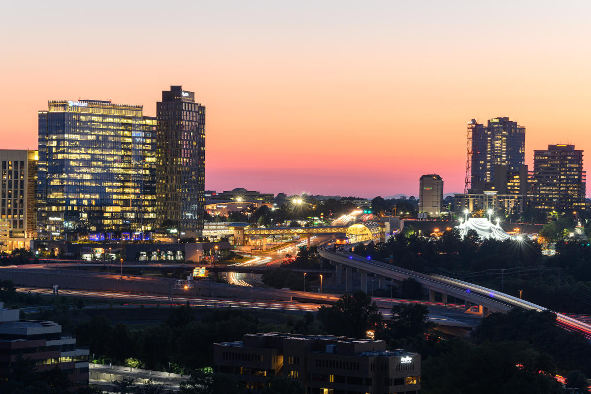 Tysons, Virginia at night