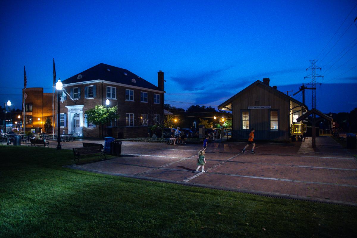 Herndon Depot Musuem and Town Hall at Night - OBVFX