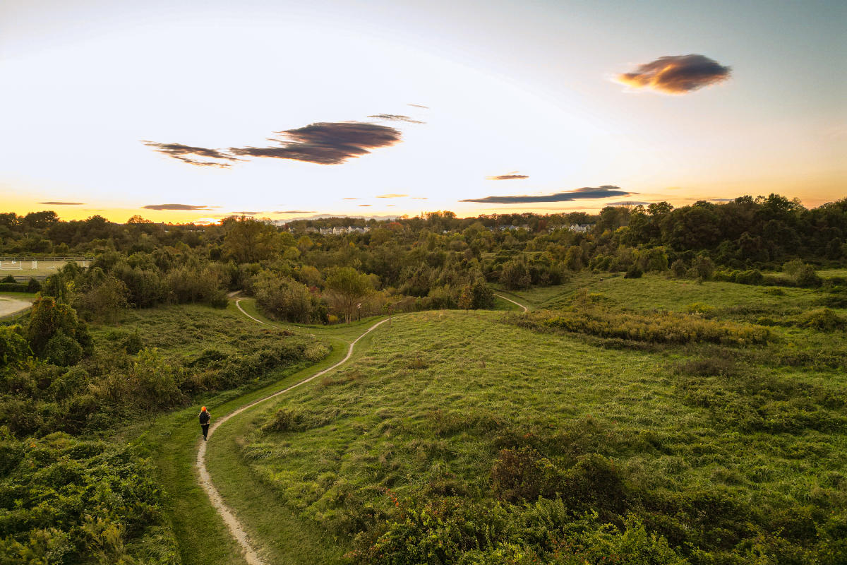Women walking up a hill