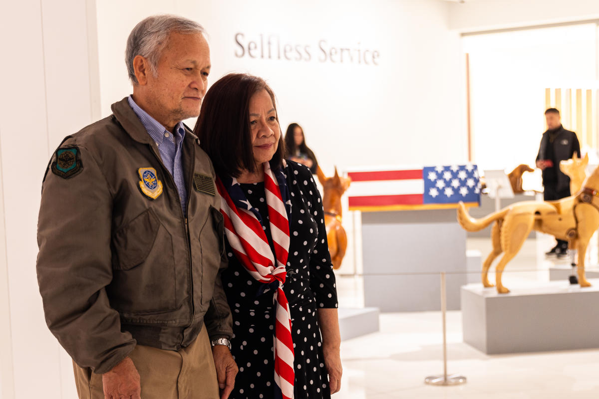 A couple looking at an exhibit.
