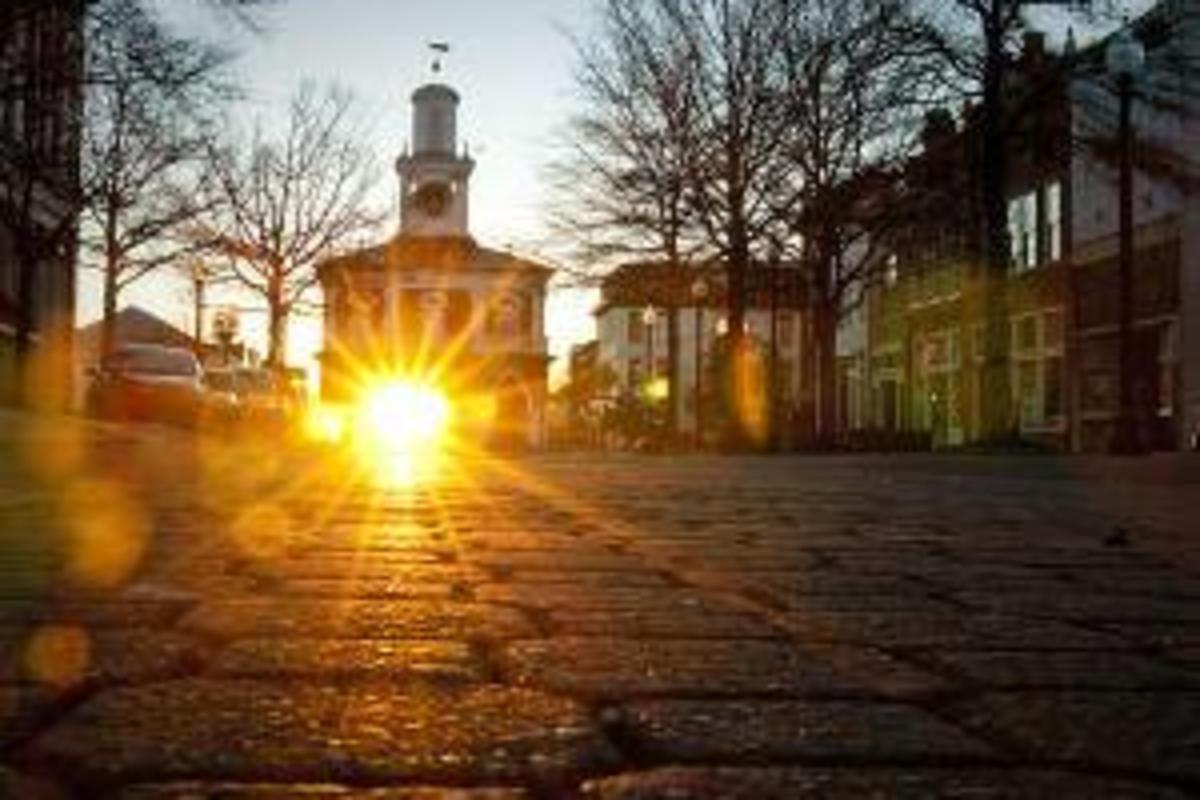 View of the historical Market House at sunrise in Fayetteville, Cumberland County North Carolina
