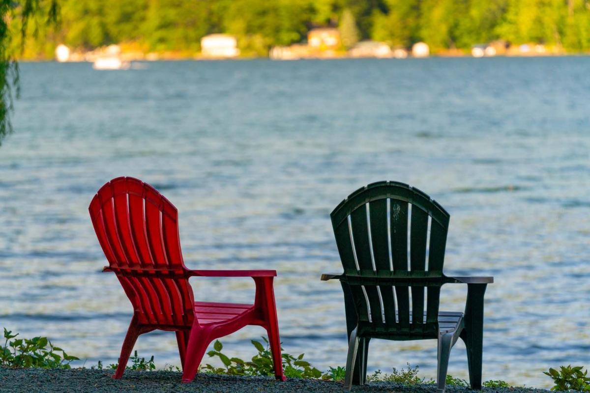 Adirondack chairs looking at the lake view in Finger Lakes Wine Country