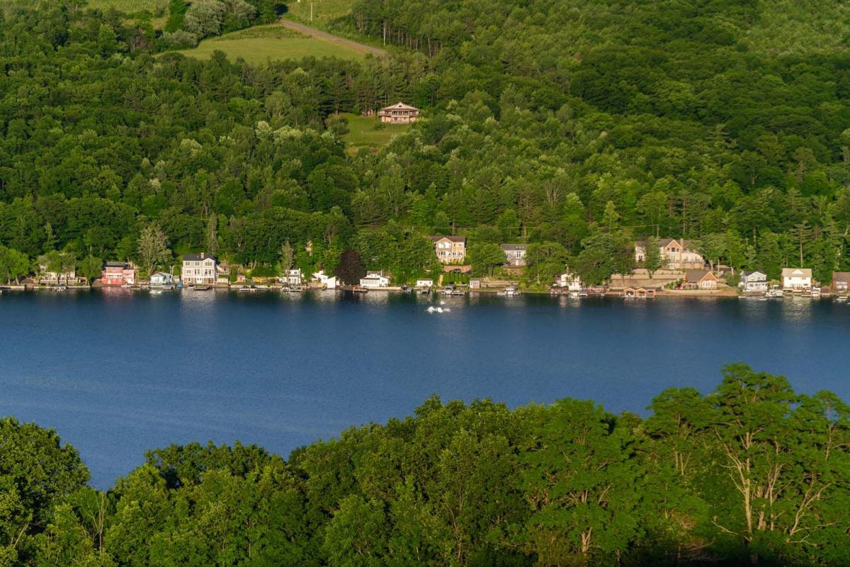 beautiful homes along the lake in Finger Lakes Wine Country