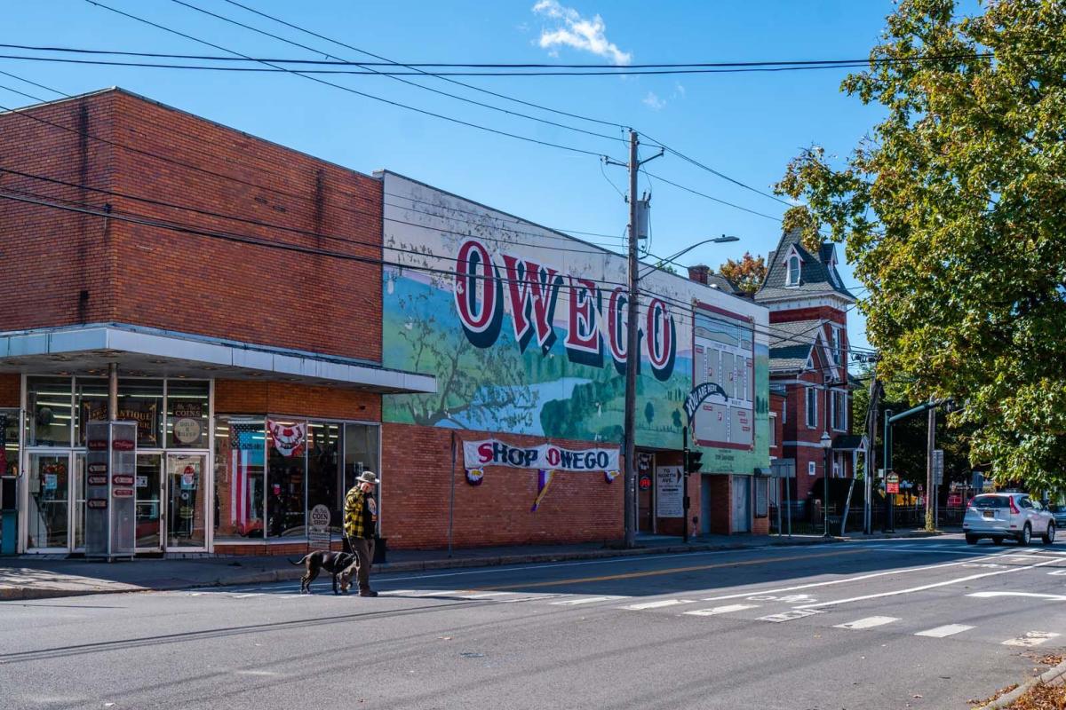 Backside of Early Owego Antique Center in Owego in Tioga County New York