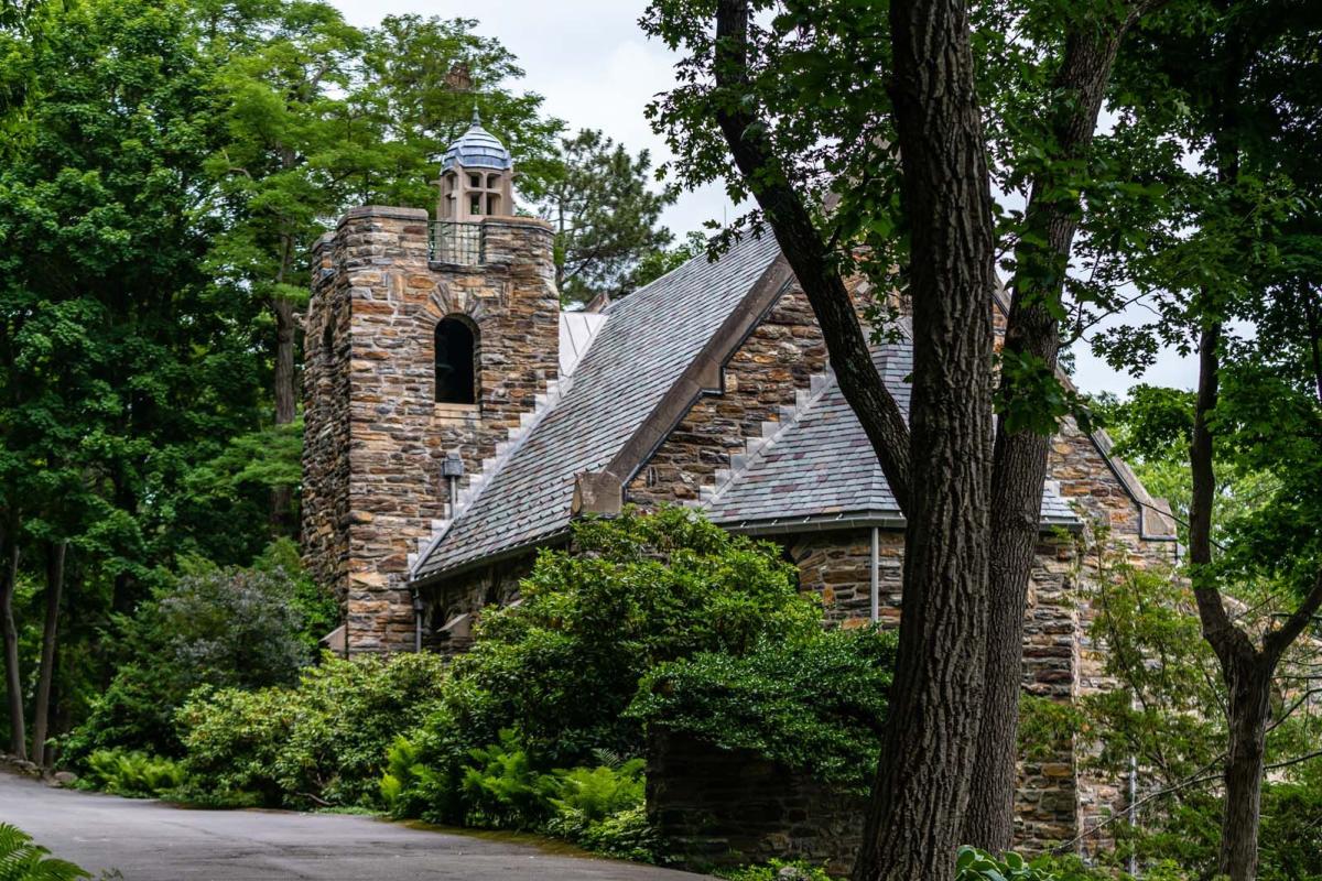 Garrett Memorial Chapel on Keuka Bluff in Finger Lakes Wine Country