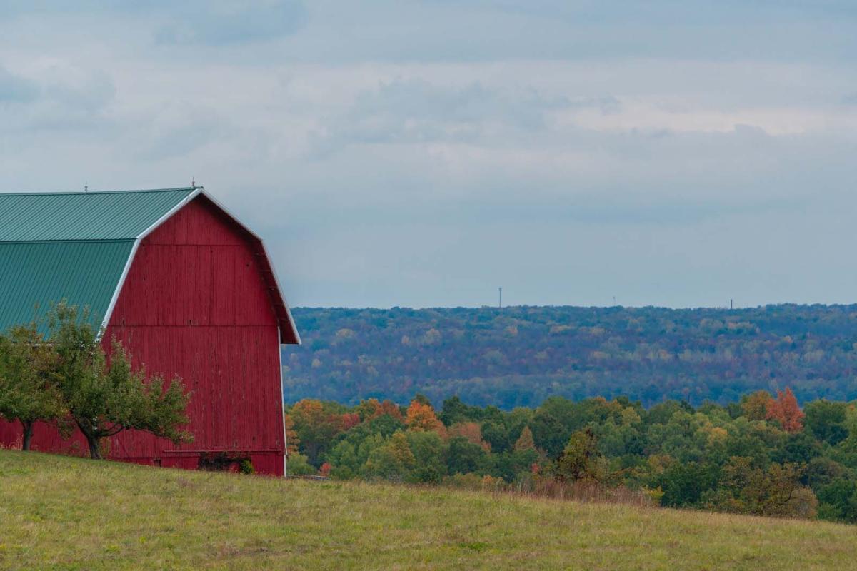 beautiful red barn in Finger Lakes Wine Country New York