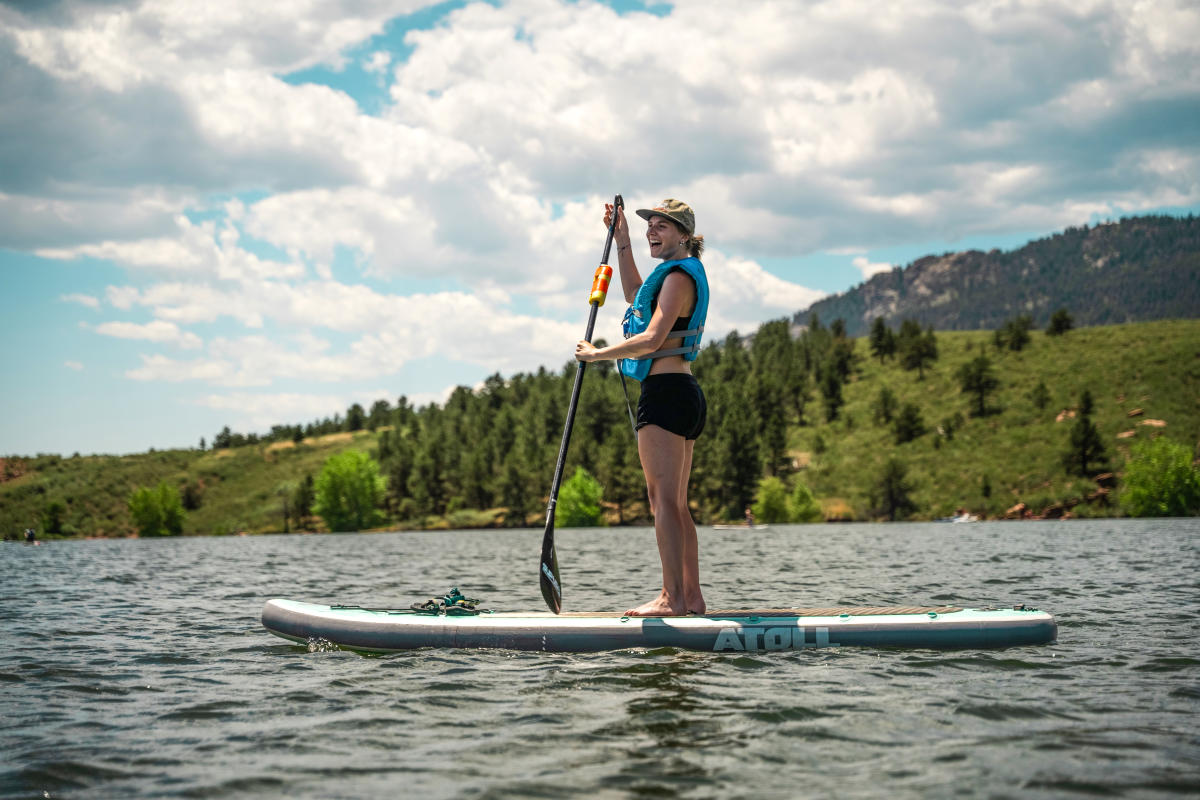 Stand up paddleboarding at Satanka Cove at Horsetooth