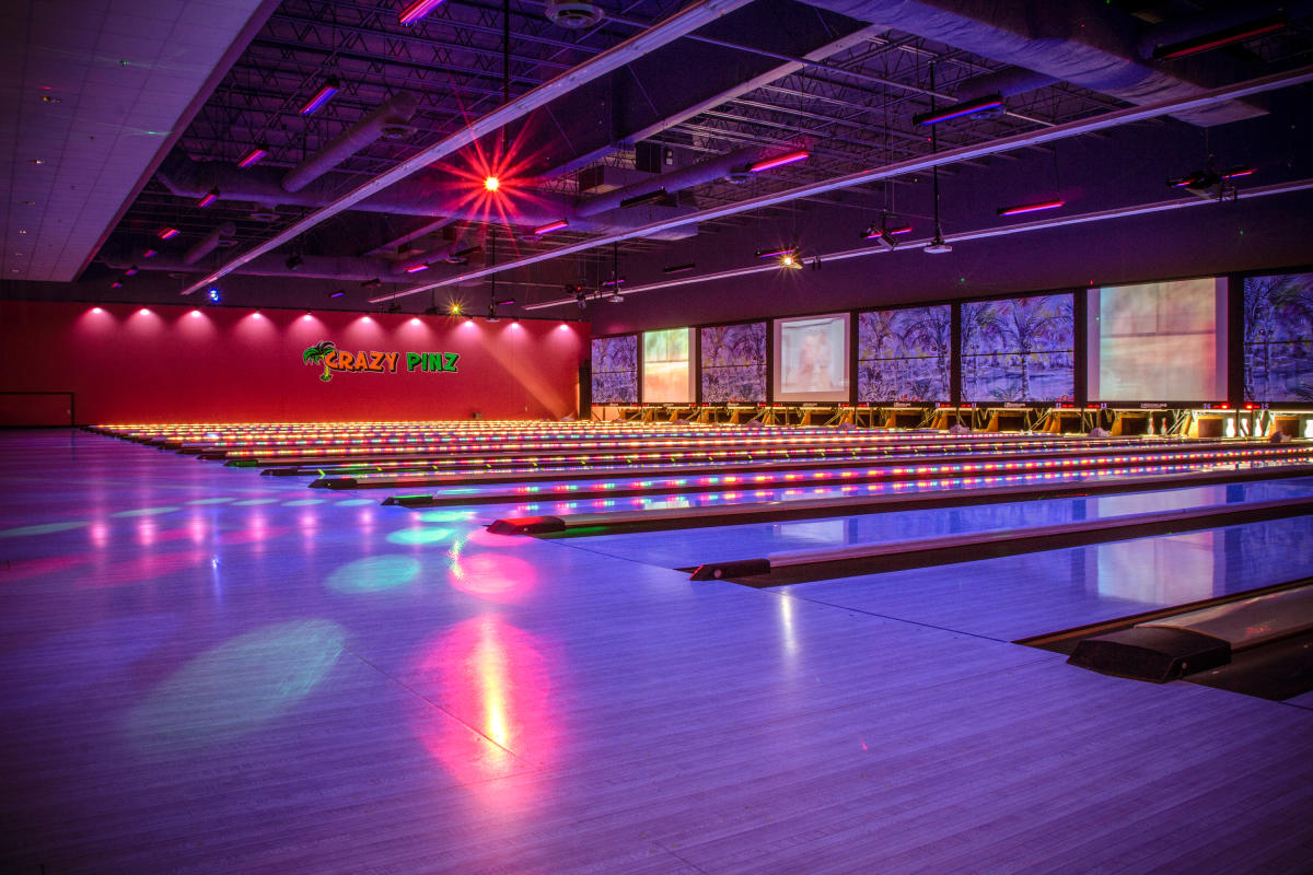 bowling alley with neon lights