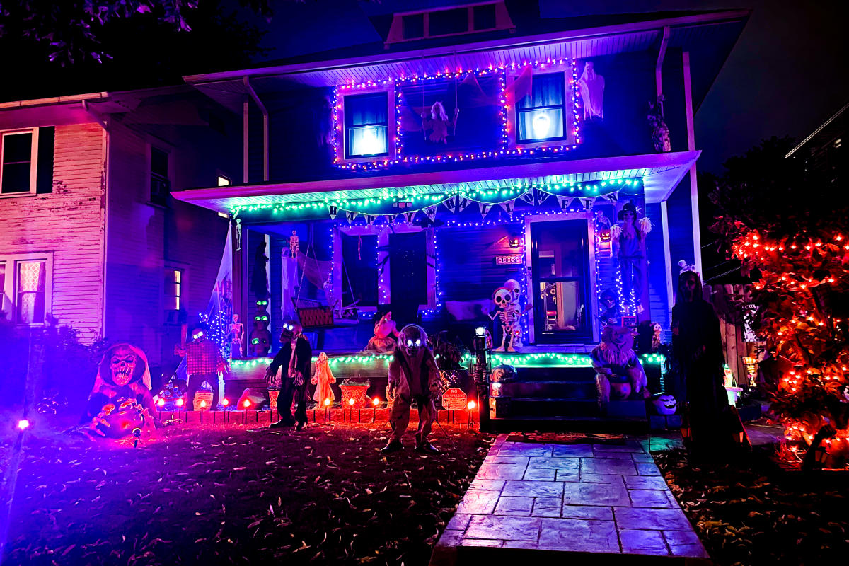Halloween Lights Display at 1002 W Packard Ave, Fort Wayne. Halloween Lights Display at 1002 W Packard Ave, Fort Wayne.