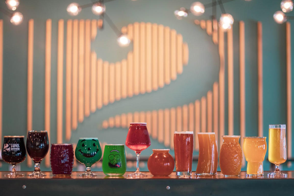 A selection of beers on display at 2Toms Brewing Company in Fort Wayne, Indiana