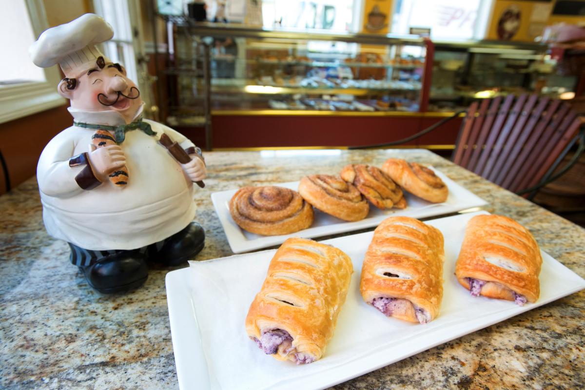 Stone Hearth Bakery cinnamon rolls and fruit tarts