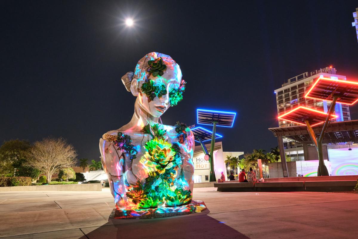 A view of the illuminated sculpture at IGNITE Broward 2026