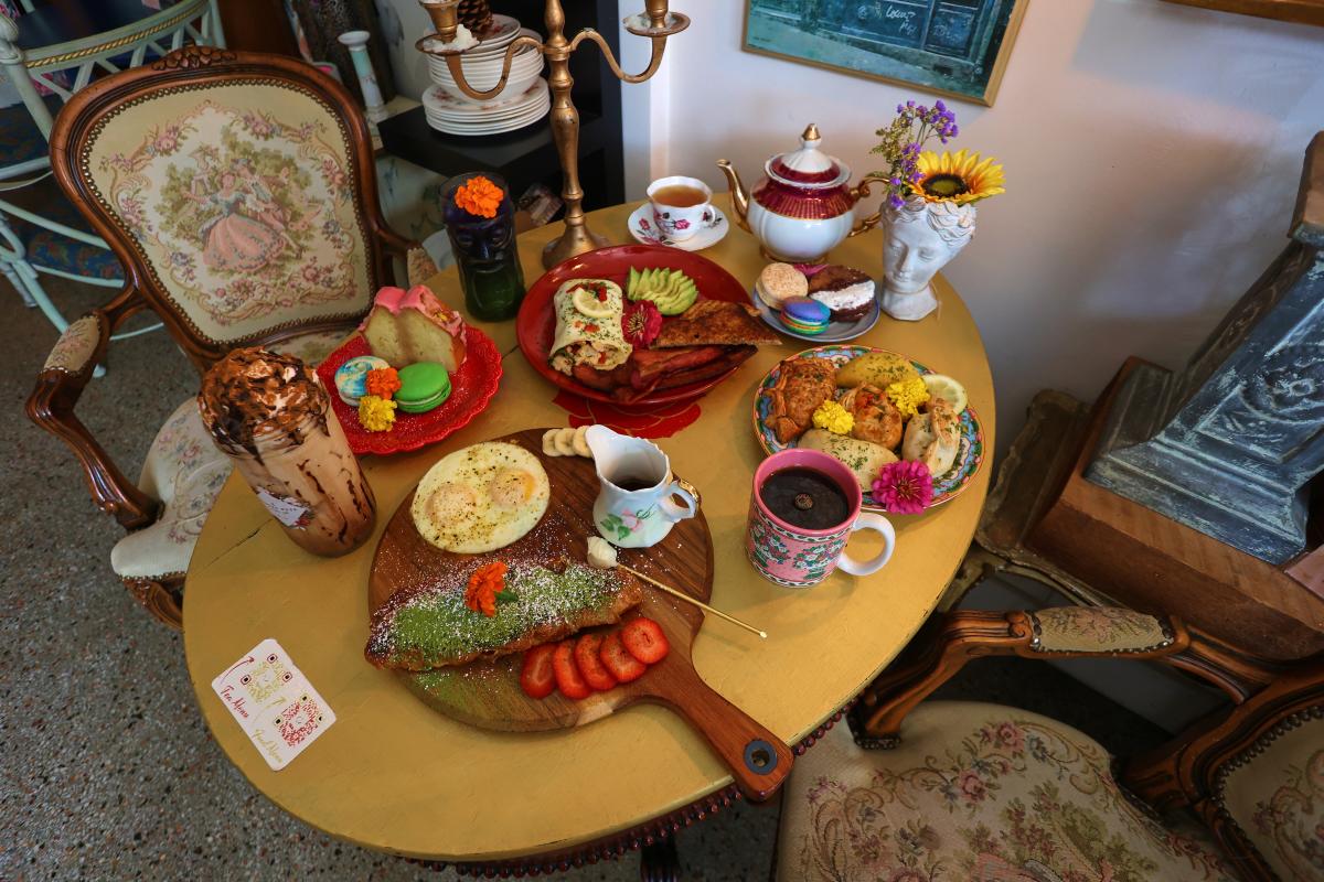 An aerial view of the meals at The Modern Rose