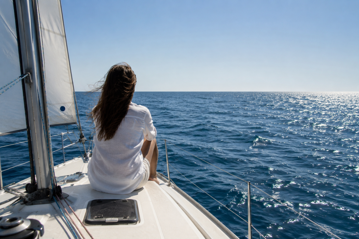 Girl on a sailboat
