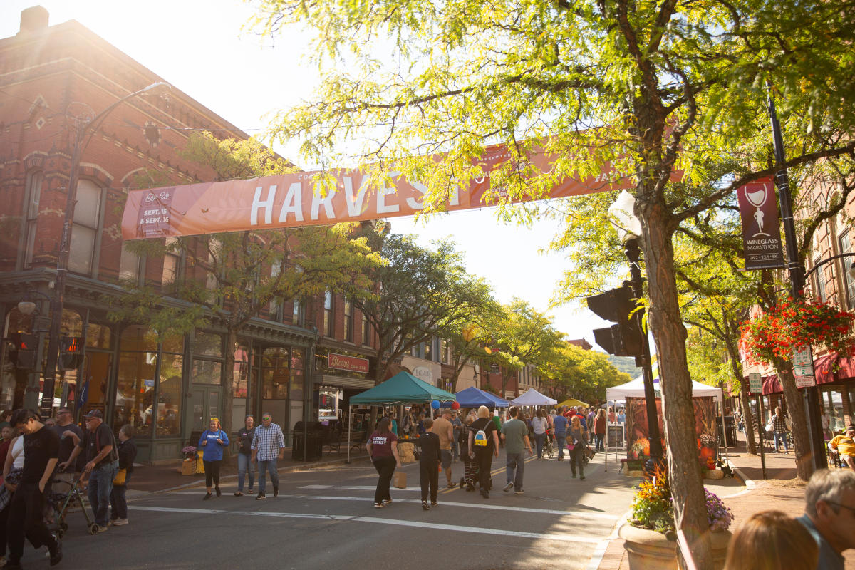 harvest banner on street