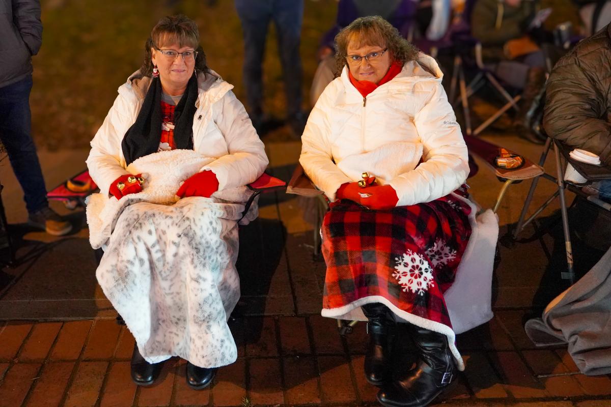 women waiting for christmas parade