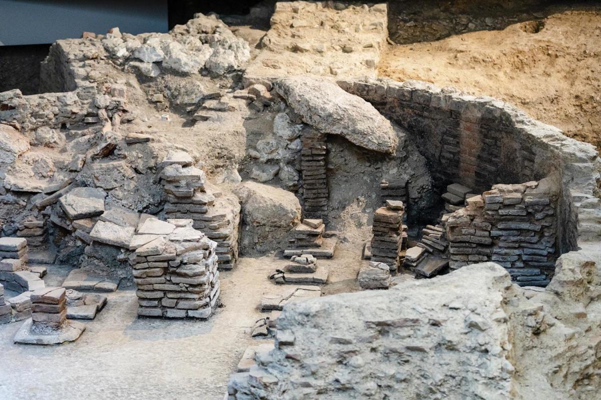 The remains of the Roman Bathhouse at The Novium Museum