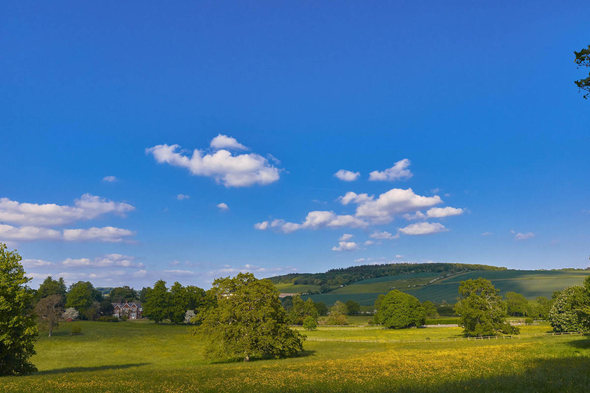 view of fields where Lordington Park Campsite is situated