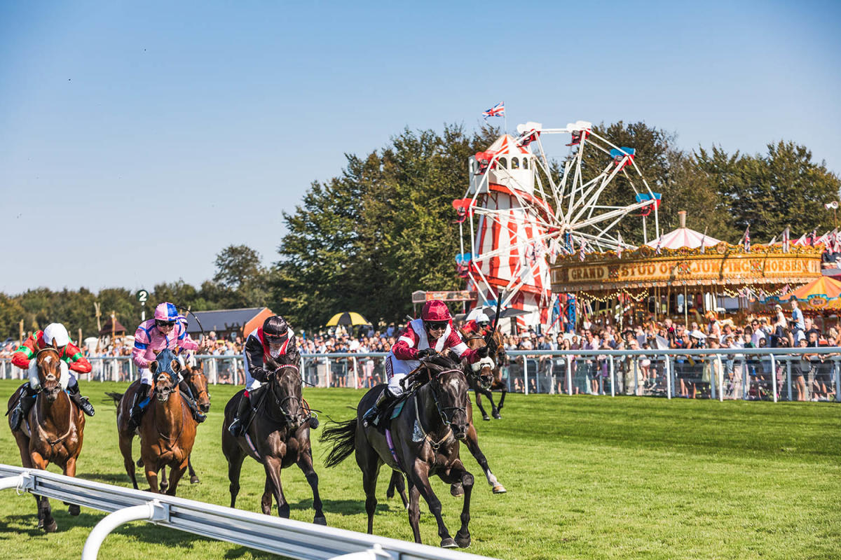 Racehorses on the racecourse at Goodwood