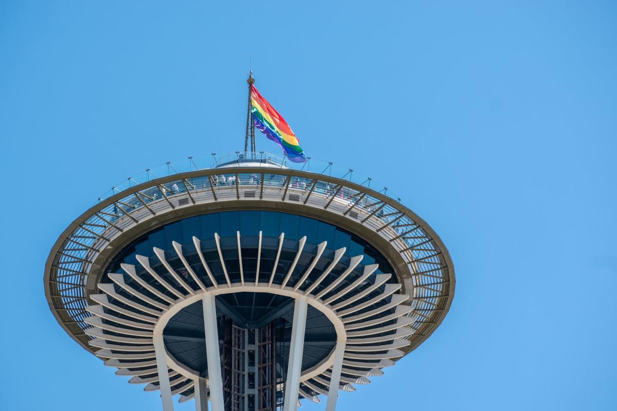 Space Needle Pride Flag LGBTQ Rights in Seattle
