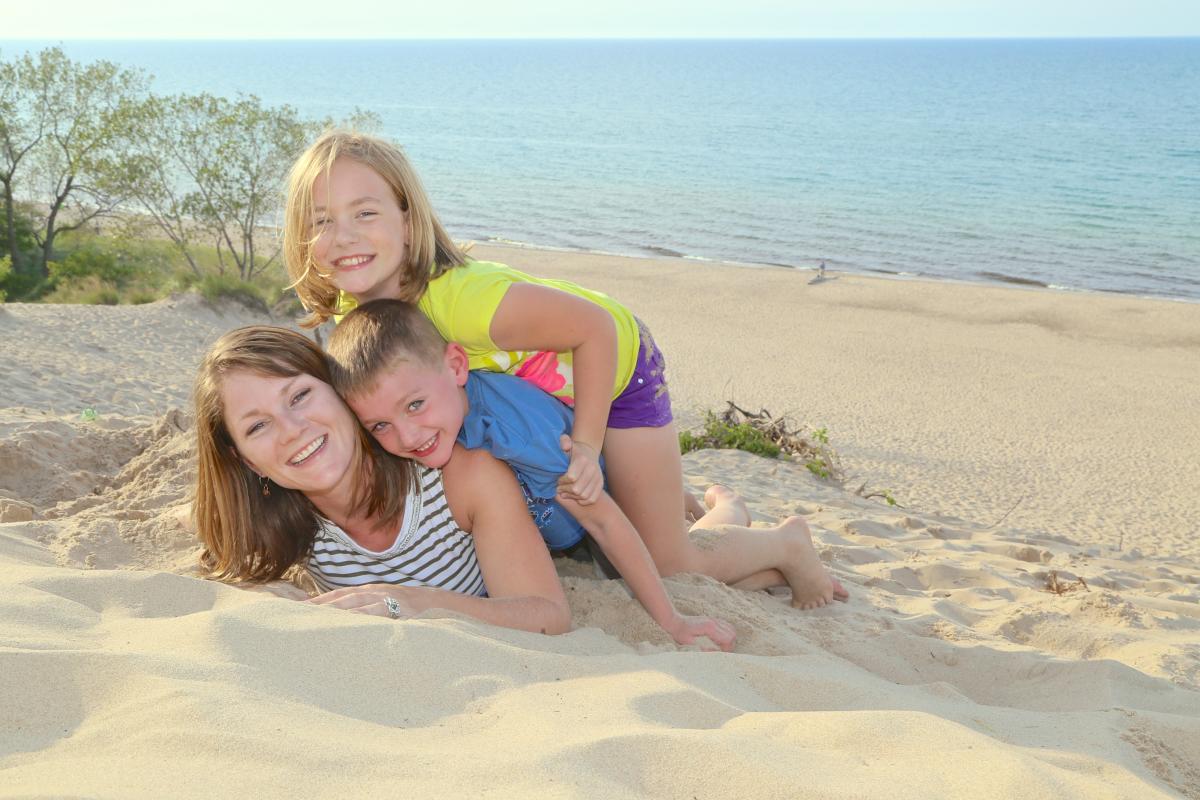 Family at Beach Indiana Dunes