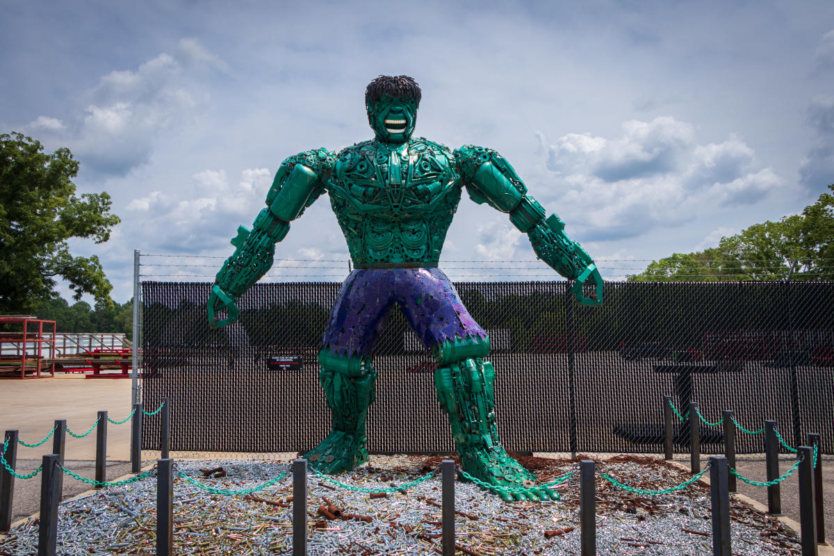 Statue of Marvel's The Hulk by Metal Source in Wabash.