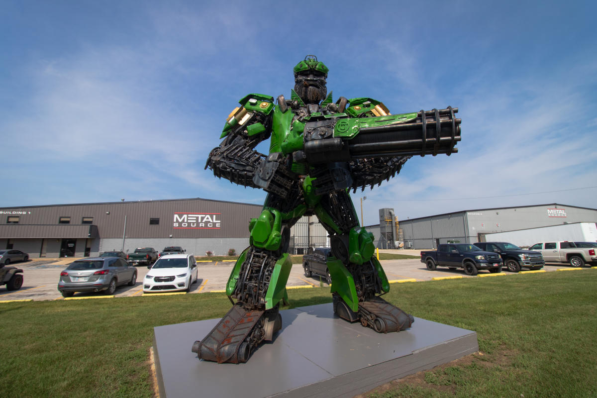 Statue of the Transformer Hound by Metal Source in Huntington.