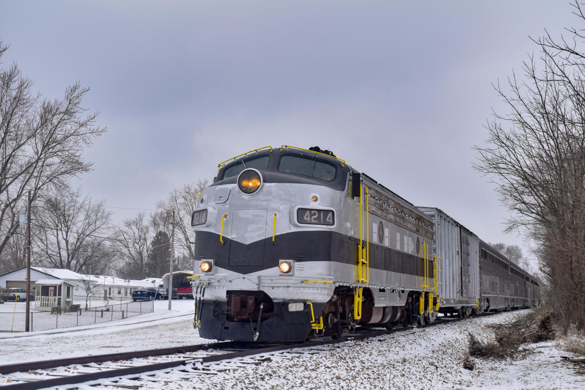 Nickel Plate Express train Noblesville snow